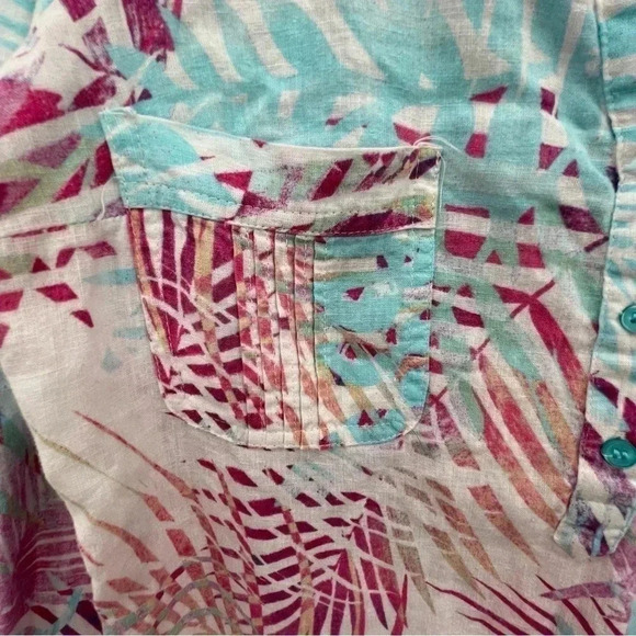 Coral Bay Women’s Pastel Blouse Small Blue Pink Hi Low Half Button Long Sleeved - Picture 6 of 15